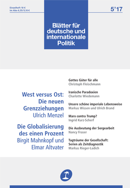 5'17 West Versus Ost: Die Neuen Grenzziehungen Ulrich Menzel