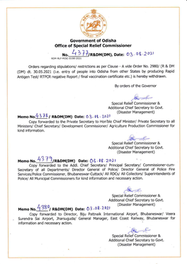 Bhubaneswar-Cuttack/ All Rdcs/ All Collectors/ Superintendents of Police/ All Municipal Commissioners for Kind Information and Necessary Action