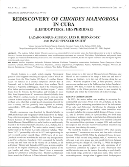 Rediscovery of Chioides Marmorosa in Cuba (Lepidoptera: Hesperiidae)