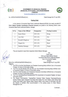 Memo No. ATSRLM-Estu35/2016/Rectt(Vol-I) Dated Ltanagar the 3,0 July 2020