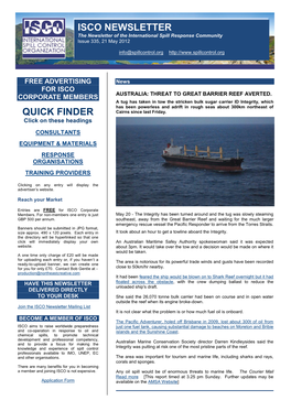 ISCO NEWSLETTER the Newsletter of the International Spill Response Community Issue 335, 21 May 2012