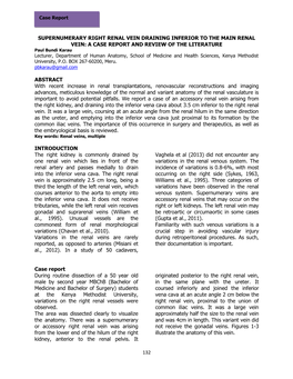 132 Supernumerary Right Renal Vein Draining Inferior