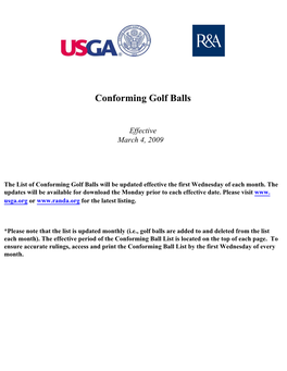 Conforming Golf Balls