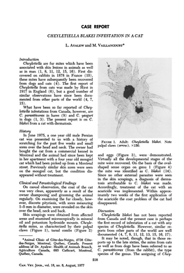 Case Report Cheyletiella Blakei Infestation in a Cat L