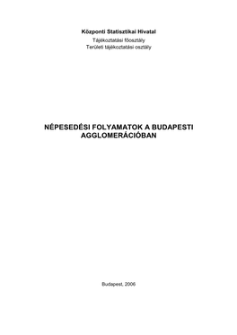 Népesedési Folyamatok a Budapesti Agglomerációban