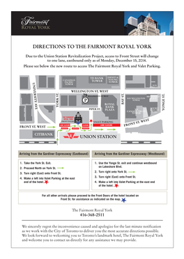 Directions to the Fairmont Royal York