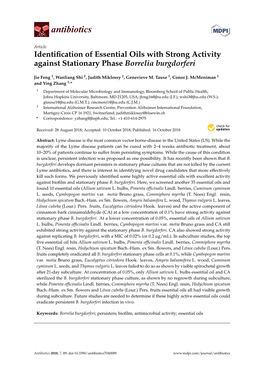 Identification of Essential Oils with Strong Activity Against Stationary