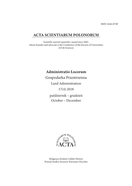 ACTA SCIENTIARUM POLONORUM Administratio Locorum Gospodarka
