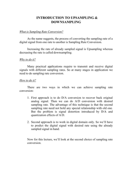 Introduction to Upsampling & Downsampling