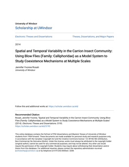 Using Blow Flies (Family: Calliphoridae) As a Model System to Study Coexistence Mechanisms at Multiple Scales