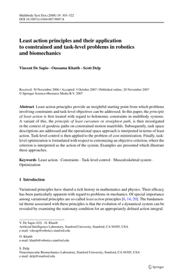 Least Action Principles and Their Application to Constrained and Task-Level Problems in Robotics and Biomechanics