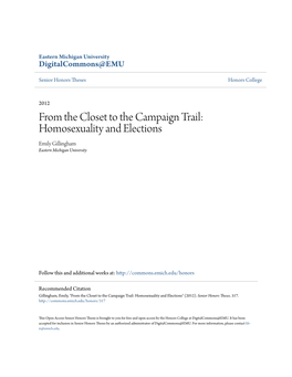 Homosexuality and Elections Emily Gillingham Eastern Michigan University