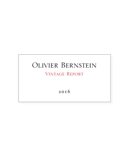 Olivier Bernstein Vintage Report