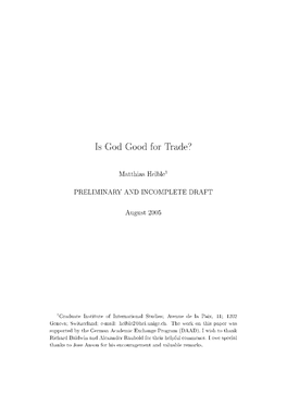 Is God Good for Trade?