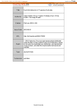 Title Eye-Blink Behaviors in 71 Species of Primates. Author(S)