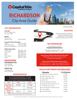 RICHARDSON City-Area Guide