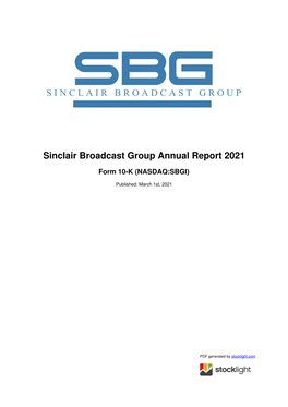 Sinclair Broadcast Group Annual Report 2021