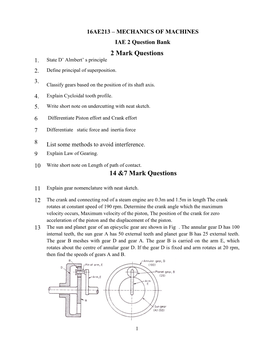 2 Mark Questions 14 &7 Mark Questions