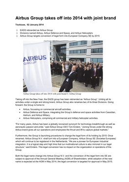 Airbus Group Takes Off Into 2014 with Joint Brand