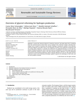 Overview of Glycerol Reforming for Hydrogen Production