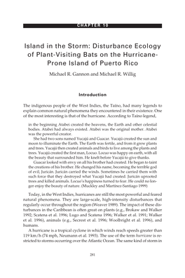 Island in the Storm: Disturbance Ecology of Plant-Visiting Bats on the Hurricane- Prone Island of Puerto Rico