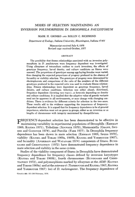 And Tobari1969a, 196913; Kojimaand YARBROUGH1967), and Fecundity (Andersonand WATANABE1974) Components of Fitness