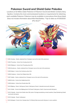 Pokemon Sword and Shield Galar Pokedex Locations of All 400(+) Galar Pokemon in Pokemon Sword and Shield