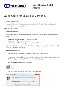 Quick Guide for Bluesoleil Version 6