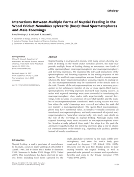 Interactions Between Multiple Forms of Nuptial Feeding in the Wood