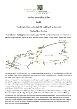 Walks from Llanfyllin EAST