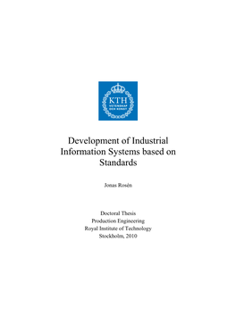 Development of Industrial Information Systems Based on Standards