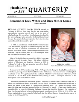 Remember Dick Weber and Dick Weber Lanes Andrew Theising