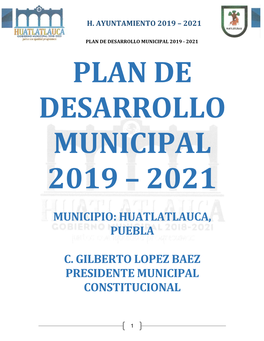 Plan De Desarrollo Municipal 2019 – 2021