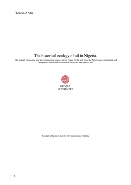 The Historical Ecology of Oil in Nigeria