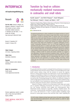 Transition by Head-On Collision: Mechanically Mediated Manoeuvres Rsif.Royalsocietypublishing.Org in Cockroaches and Small Robots