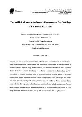 Thermal Hydrodynamical Analysis of a Countercurrent Gas Centrifuge