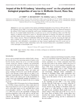 On the Physical and Biological Properties of Sea Ice in Mcmurdo Sound, Ross Sea, Antarctica