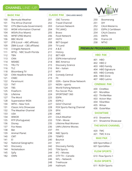 Channel Line -Up