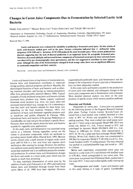 Changes in Carrot Juice Components Bacteria