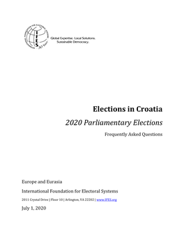 IFES Faqs Elections in Croatia 2020 Parliamentary Elections June 2020