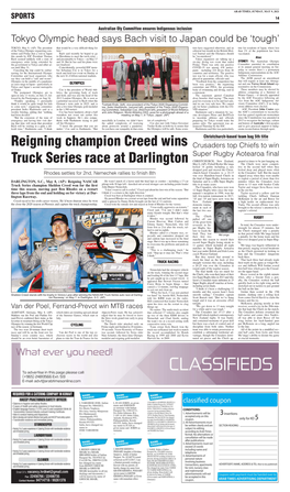 Reigning Champion Creed Wins Truck Series Race at Darlington