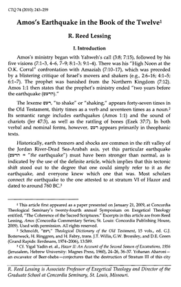 Amos's Earthquake in the Book of the Twelvel