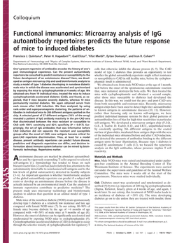 Functional Immunomics: Microarray Analysis of Igg Autoantibody Repertoires Predicts the Future Response of Mice to Induced Diabetes