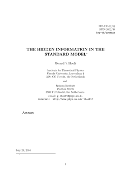 The Hidden Information in the Standard Model∗