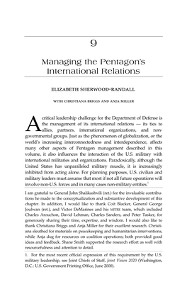 Managing the Pentagon's International Relations