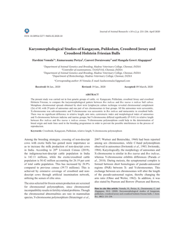 Karyomorphological Studies of Kangayam, Pulikulam, Crossbred Jersey and Crossbred Holstein Friesian Bulls