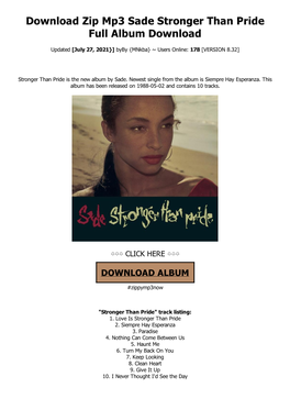 Download Zip Mp3 Sade Stronger Than Pride Full Album Download