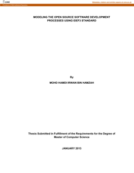 Modeling the Open Source Software Development Processes Using Idef3 Standard