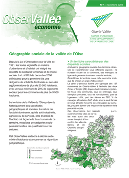 Géographie Sociale De La Vallée De L'oise