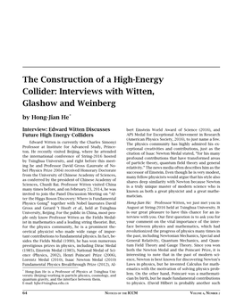 The Construction of a High-Energy Collider: Interviews with Witten, Glashow and Weinberg by Hong-Jian He*
